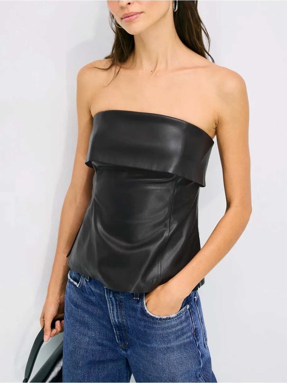 PETER SOM X RTR Black Strapless Faux Leather Top - Women
